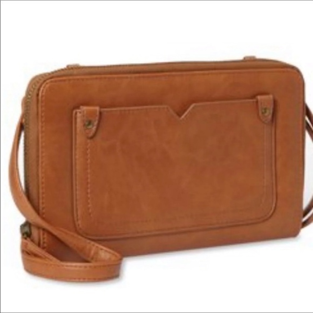 Clover Wallet On A Strap Purse Crossbody Brown New